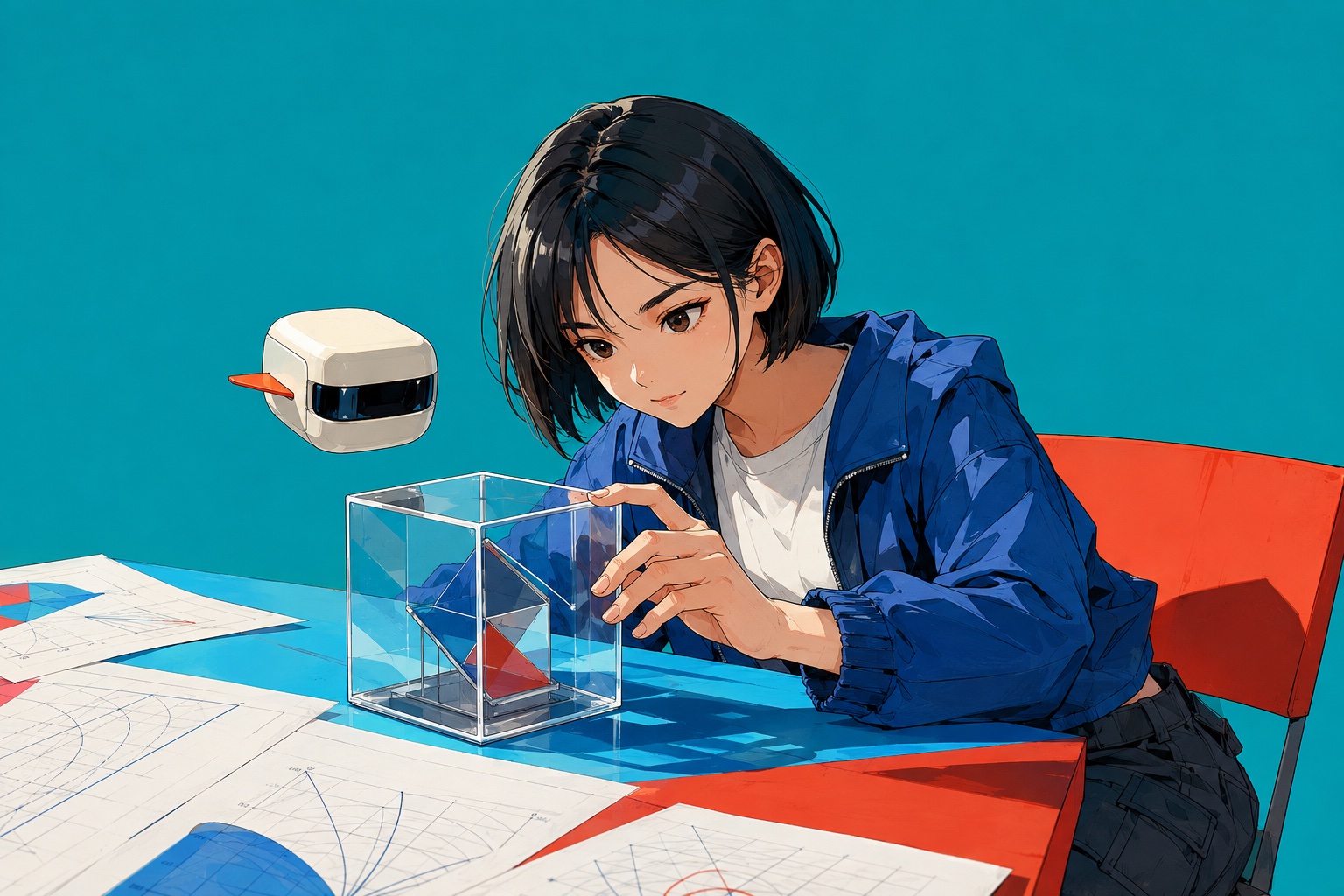 原创动漫角色与Spark伙伴，在工作台前验证一个自己的想法。